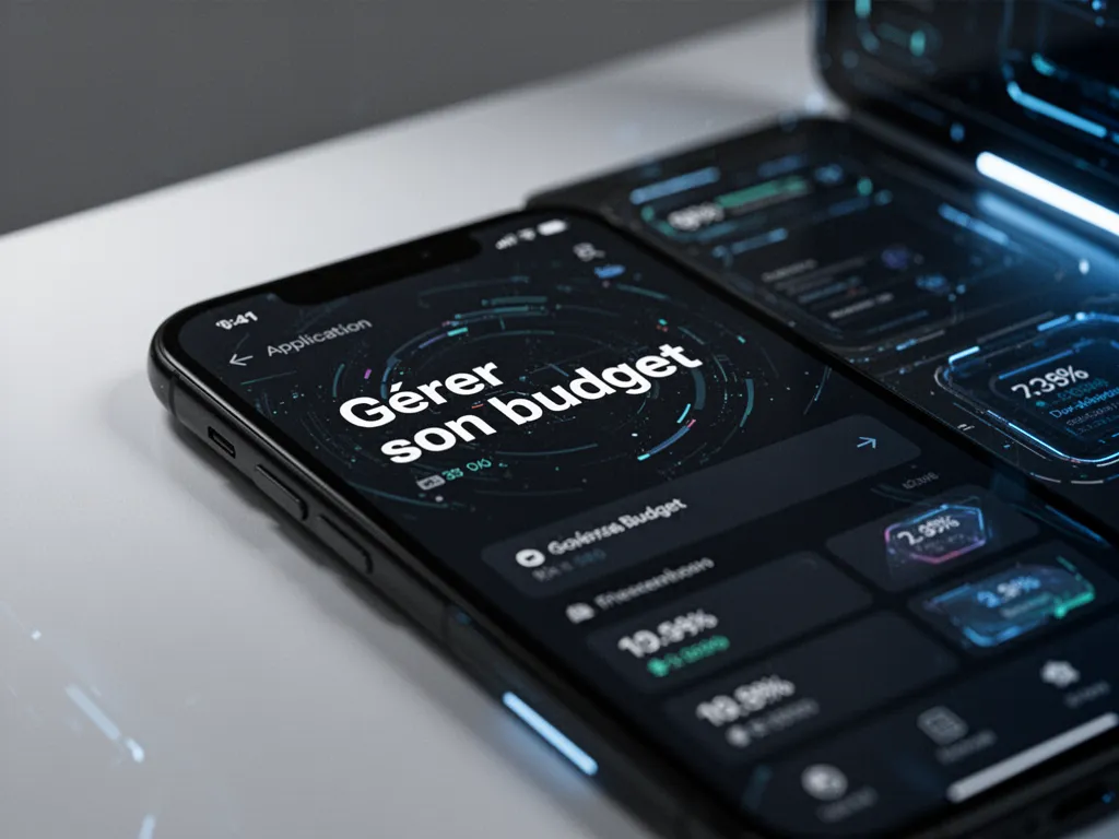 Illustration d'une application de gestion de budget sur un smartphone