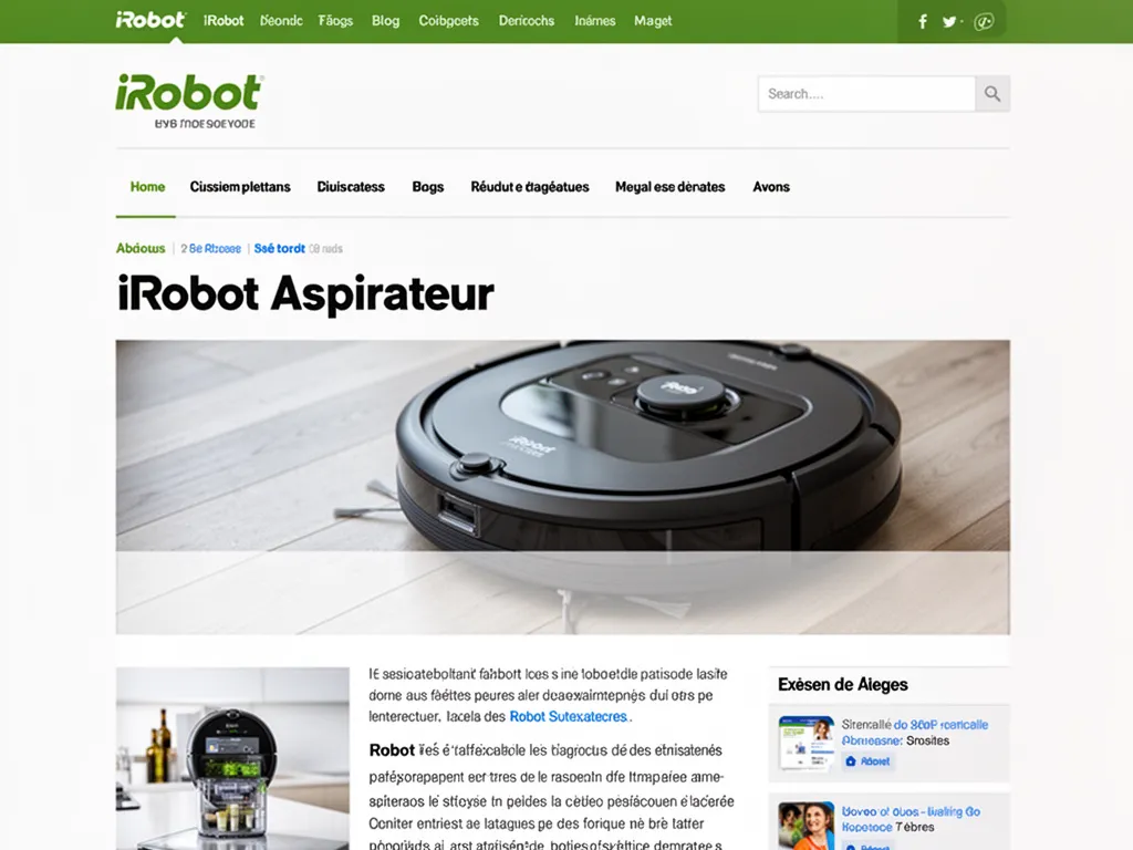 Un robot aspirateur rond iRobot Roomba circule sur un sol dur près d'un canapé